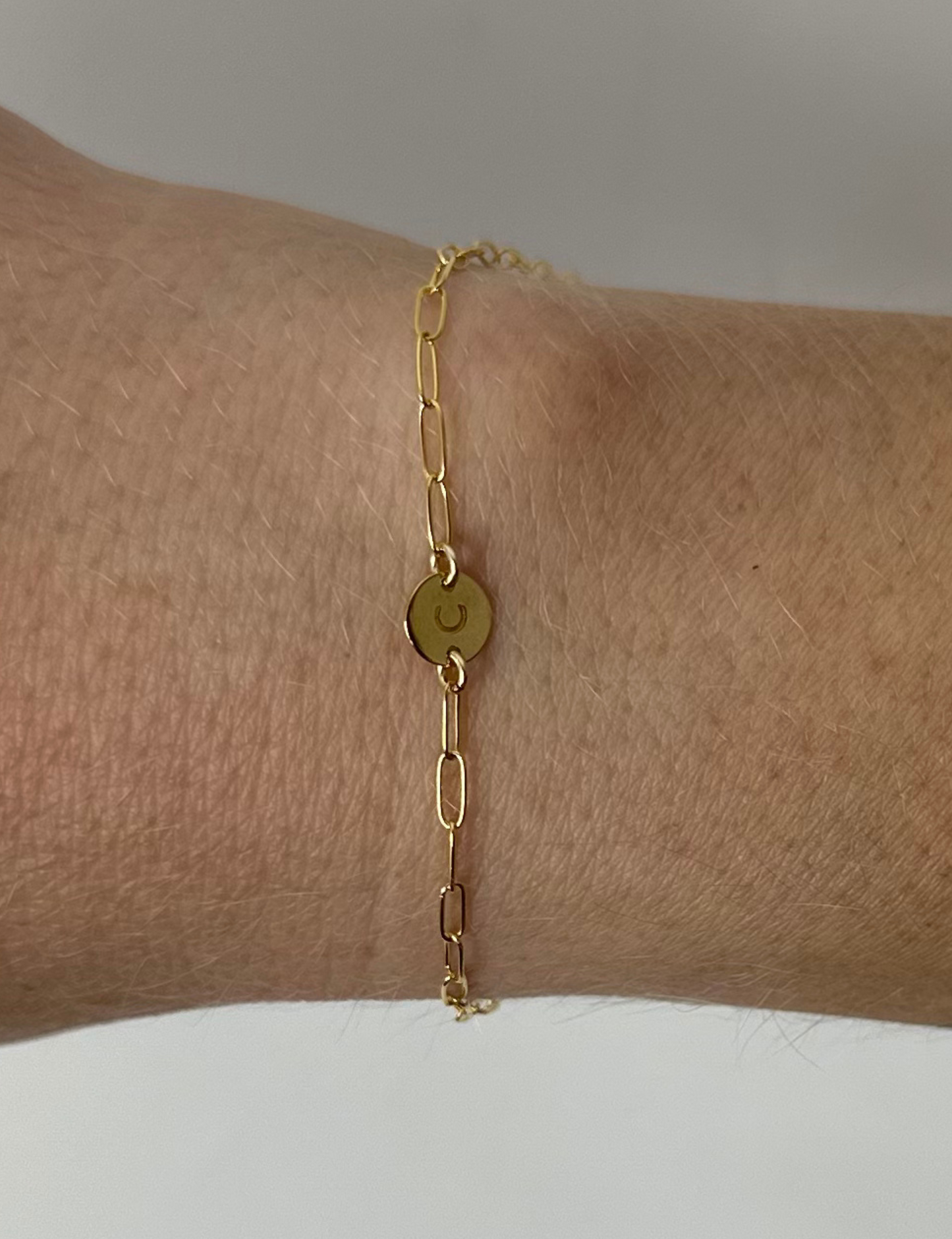 Gold Filled Letter Disc Charm