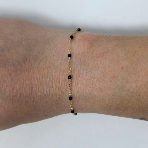 Gold Filled Black Enamel Chain
