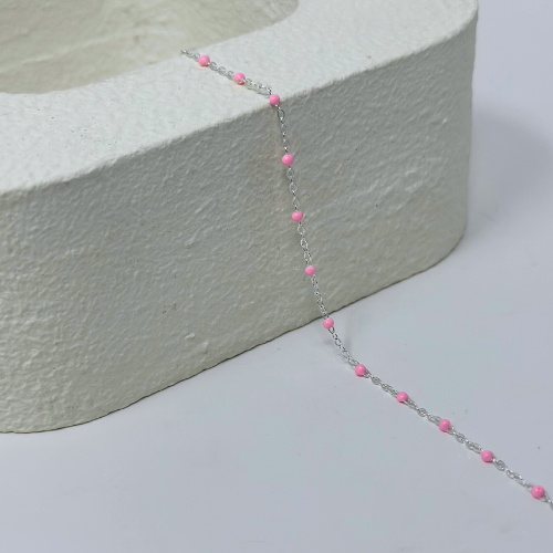 Sterling Silver Pink Enamel Chain