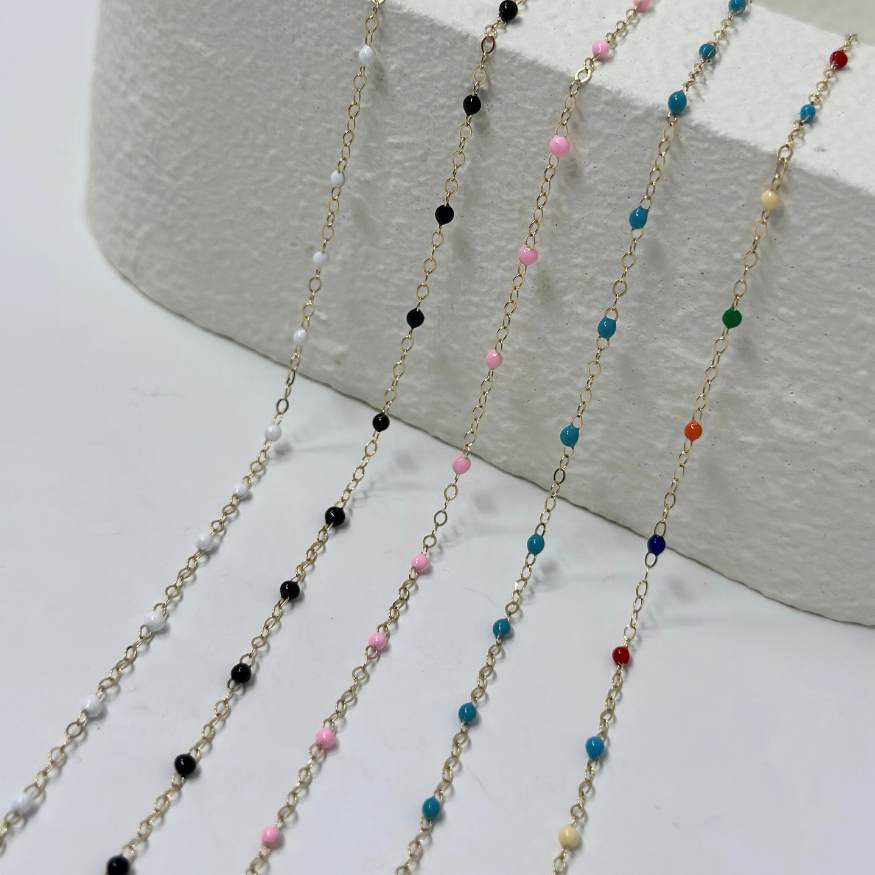 Gold Filled Blue Enamel Chain