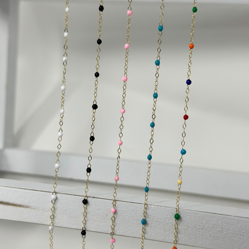 Gold Filled Blue Enamel Chain