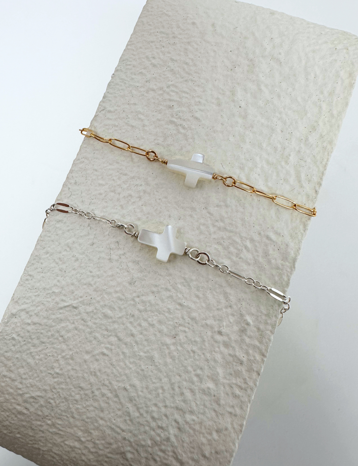 Gold Filled Pearl Cross Charm