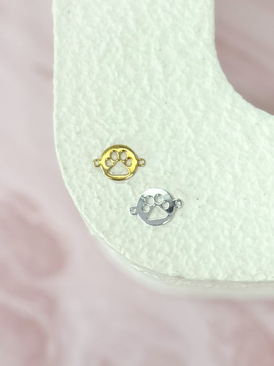 Paw Print Disc Charm: 14k Gold Filled and 925 Sterling Silver