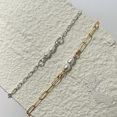 Tiny Double Pearl Charm: 14k Gold Filled and Sterling Silver