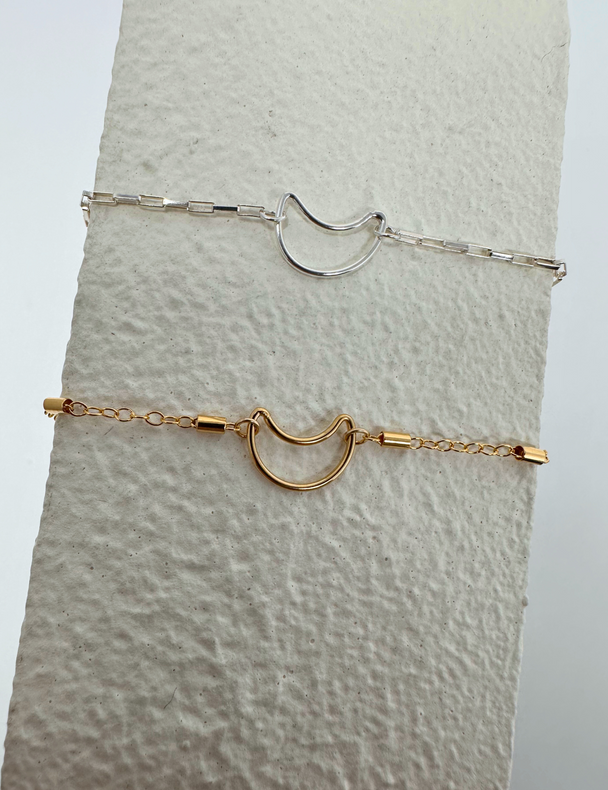 Moon Charm: 14k Gold Filled and 925 Sterling Silver