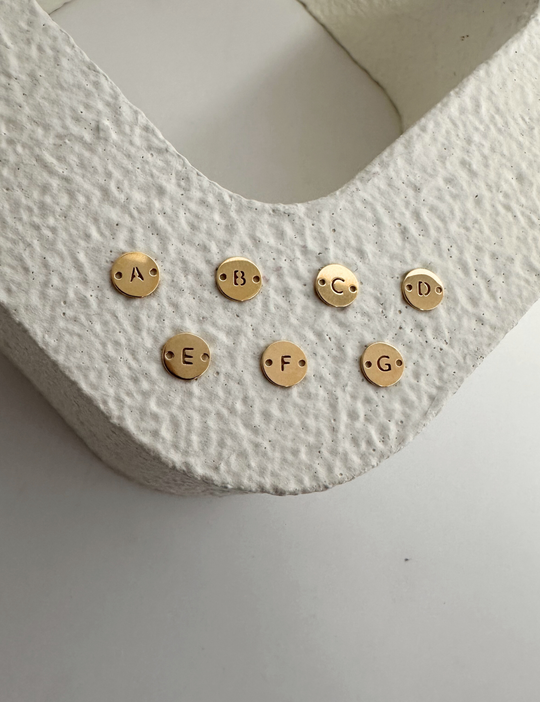 Letter Disc Charm: 14k Gold Filled