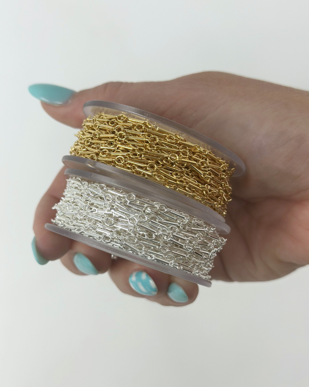 Tube Bar Chain: 14k Gold Filled or 925 Sterling Silver