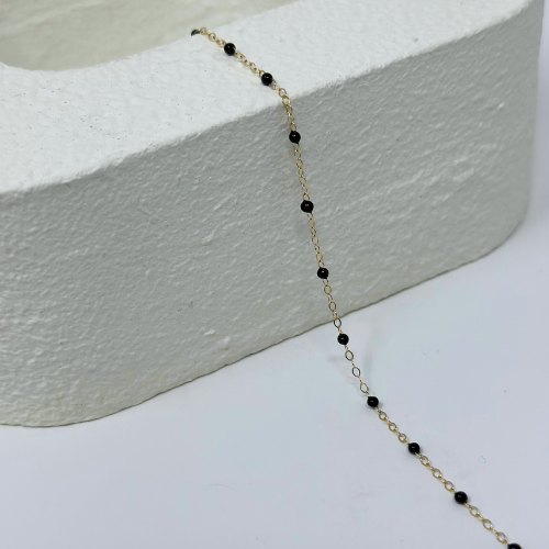 Black Enamel Chain: 14k Gold Filled and 925 Sterling Silver