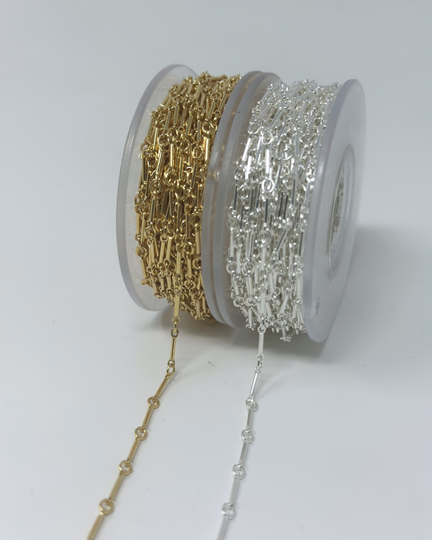 Tube Bar Chain: 14k Gold Filled or 925 Sterling Silver