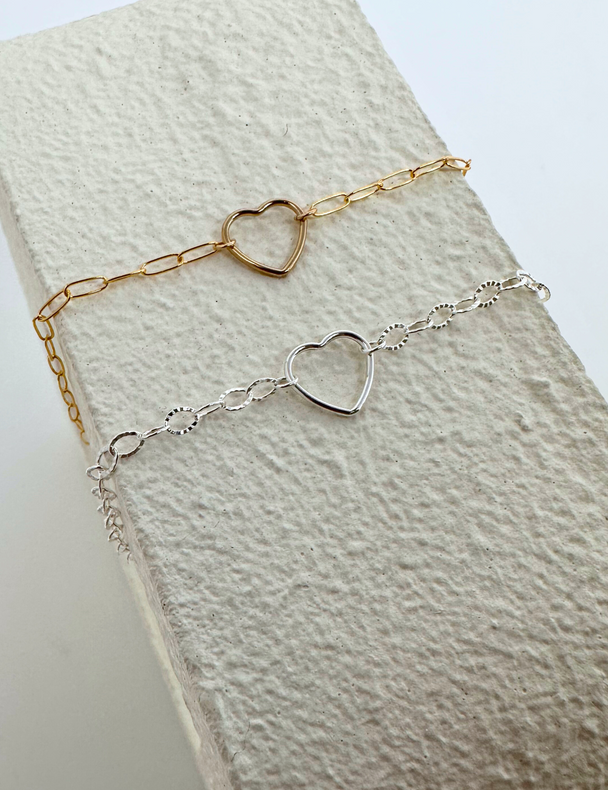 Heart Charm: 14k Gold Filled and 925 Sterling Silver