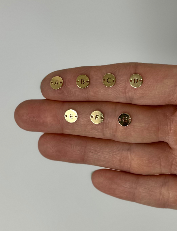Letter Disc Charm: 14k Gold Filled