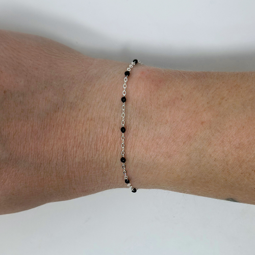 Sterling Silver Black Enamel Chain