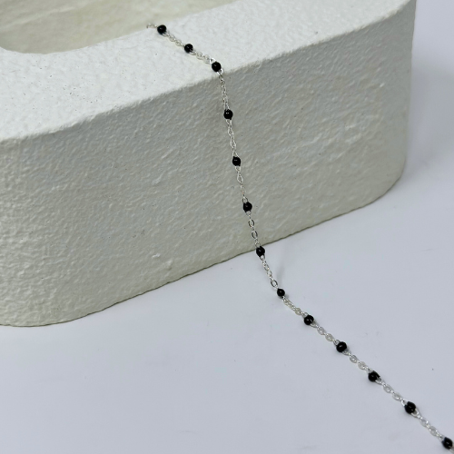 Sterling Silver Black Enamel Chain