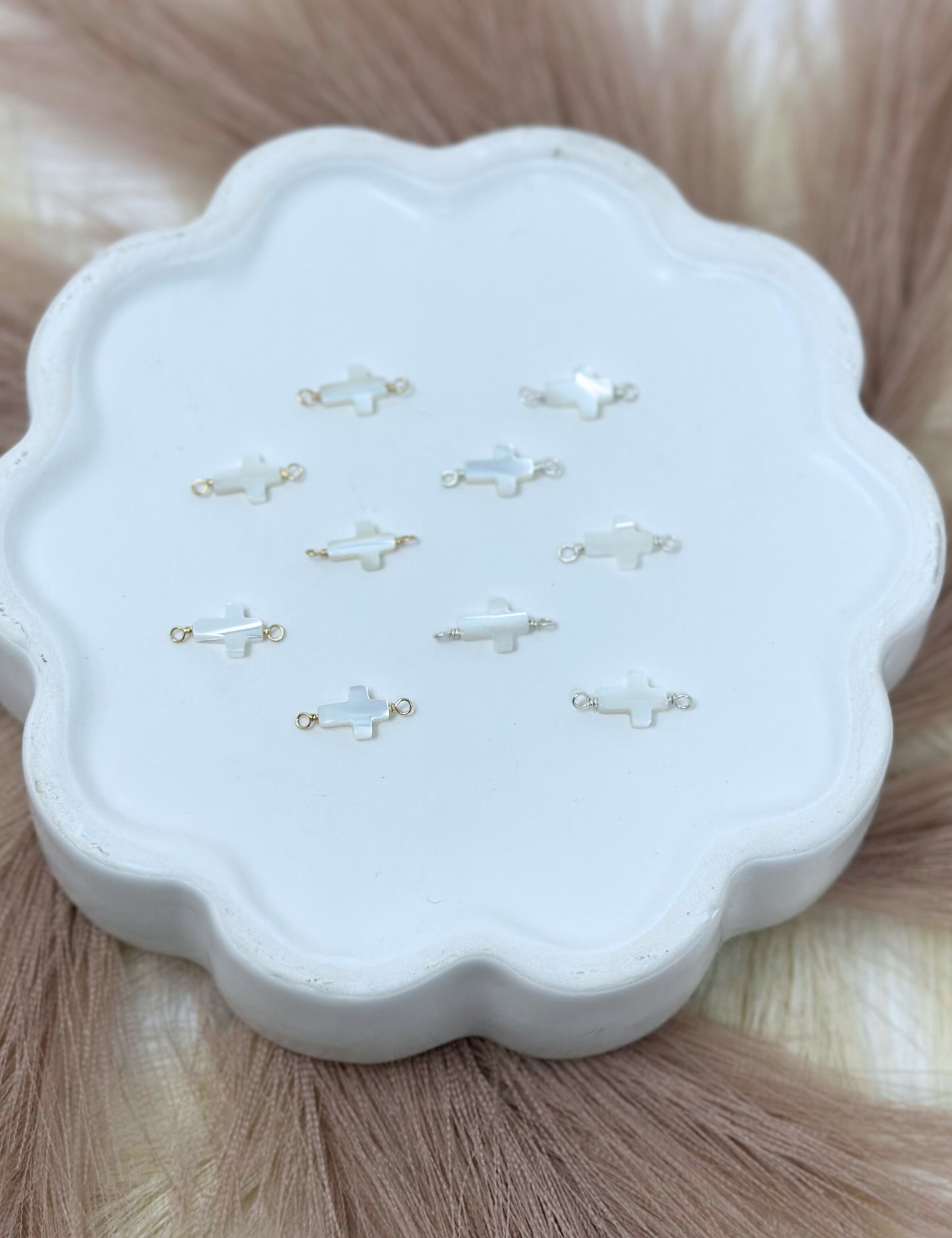 Gold Filled Pearl Cross Charm