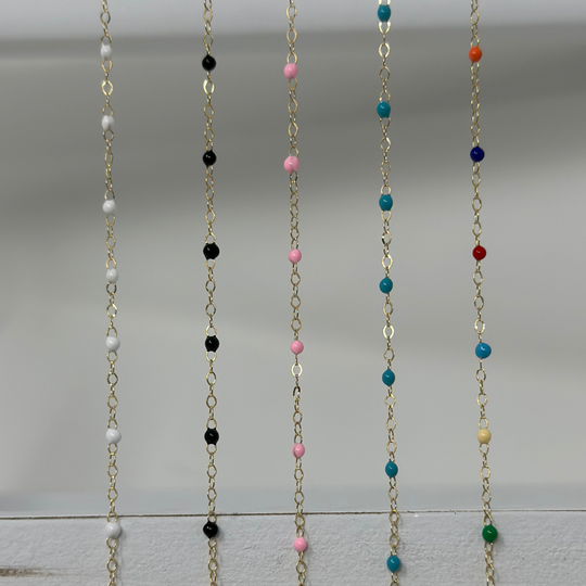Black Enamel Chain: 14k Gold Filled and 925 Sterling Silver