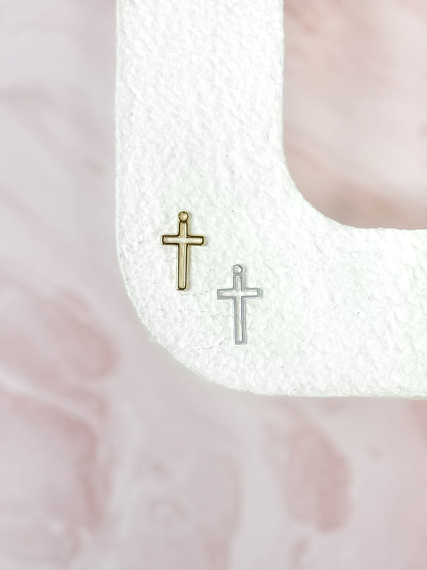 Dangle Cross Charm: 14k Gold Filled and 925 Sterling Silver
