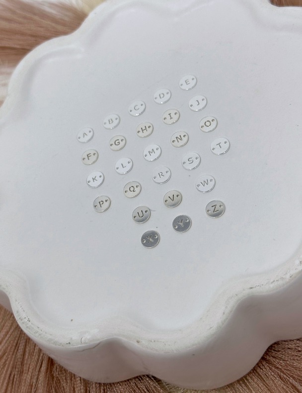 Letter Disc Charm: 925 Sterling Silver