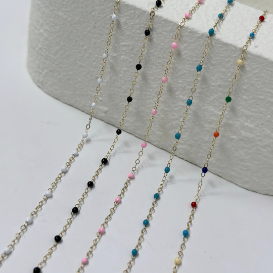 Black Enamel Chain: 14k Gold Filled and 925 Sterling Silver