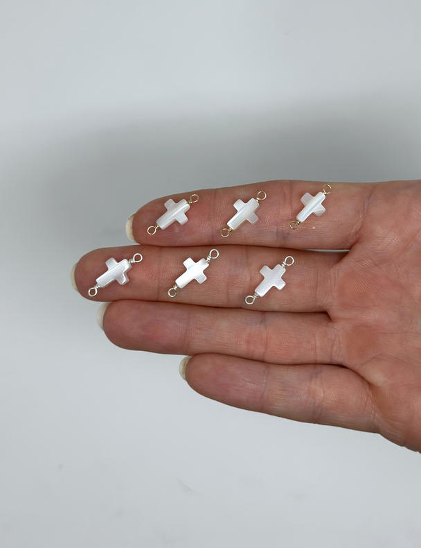 Pearl Cross Charm: 14k Gold Filled and 925 Sterling Silver