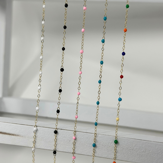 Black Enamel Chain: 14k Gold Filled and 925 Sterling Silver