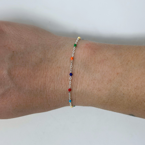 Sterling Silver Multi-Color Enamel Chain