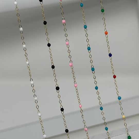 Black Enamel Chain: 14k Gold Filled and 925 Sterling Silver