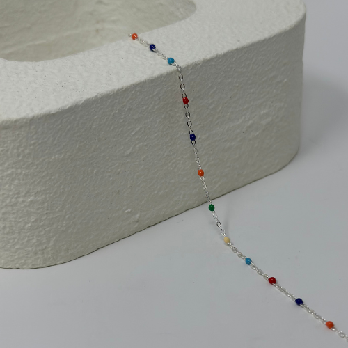 Sterling Silver Multi-Color Enamel Chain