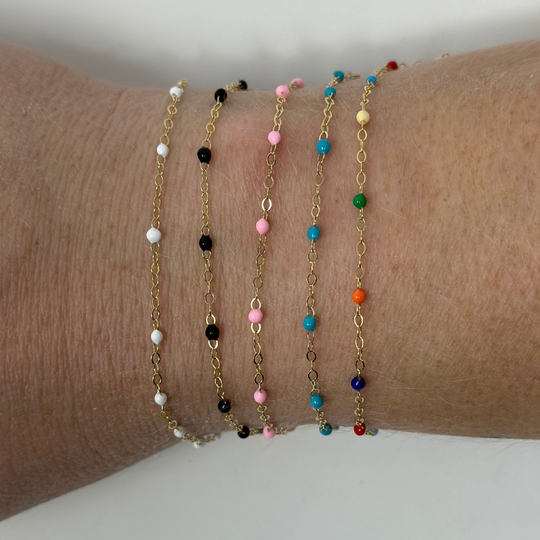 Black Enamel Chain: 14k Gold Filled and 925 Sterling Silver