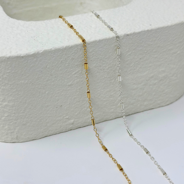 Bar Chain: 14k Gold Filled and Sterling Silver