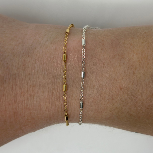 Bar Chain: 14k Gold Filled and Sterling Silver