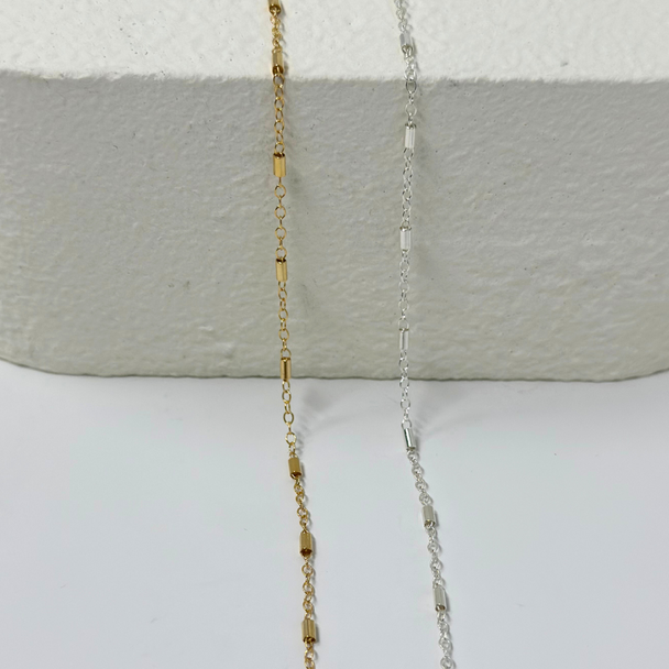 Bar Chain: 14k Gold Filled and Sterling Silver