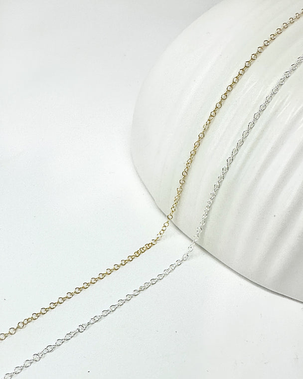 Cable Chain 1.5mm: 14k Gold Filled and 925 Sterling Silver