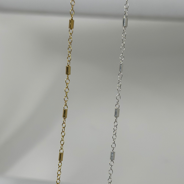 Bar Chain: 14k Gold Filled and Sterling Silver