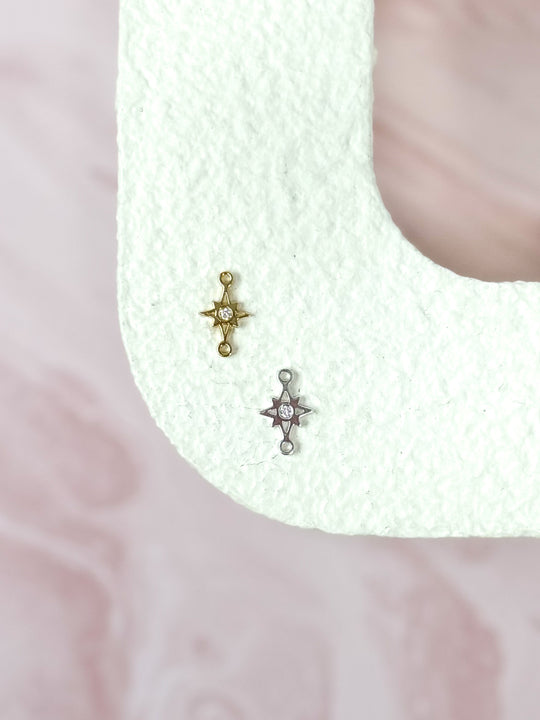 North Star Charm Connector: 14k Gold Filled or Sterling Silver