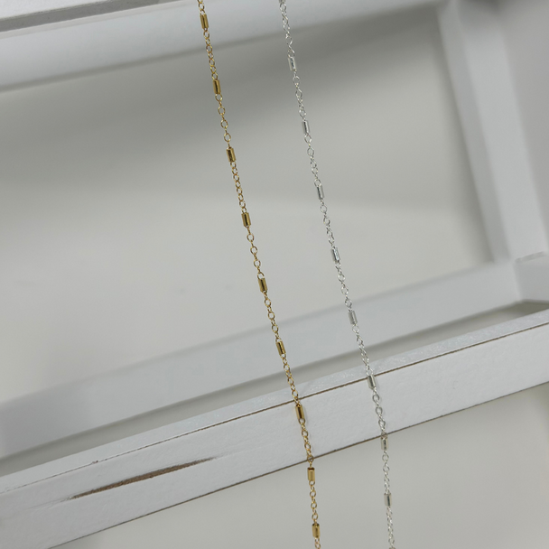 Bar Chain: 14k Gold Filled and Sterling Silver
