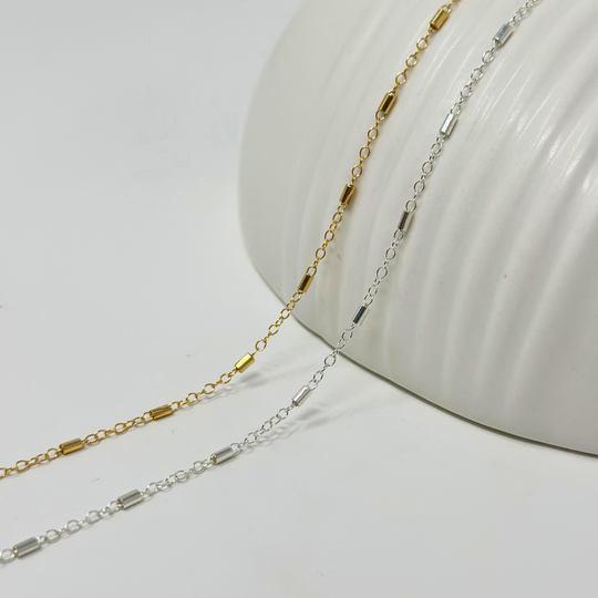Bar Chain: 14k Gold Filled and Sterling Silver