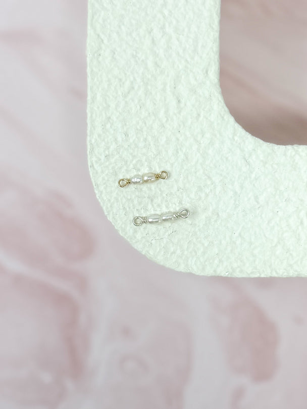 Tiny Double Pearl Charm: 14k Gold Filled and Sterling Silver