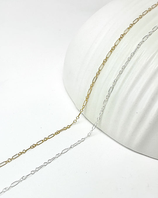 3+1 Chain: 14k Gold Filled and 925 Sterling Silver