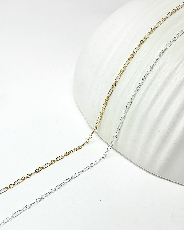 3+1 Chain: 14k Gold Filled and 925 Sterling Silver