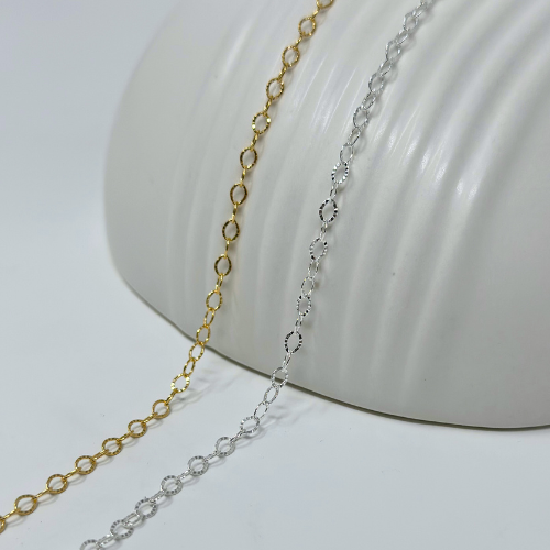 Diamond Cut Starburst Chain: 14k Gold Filled and 925 Sterling Silver