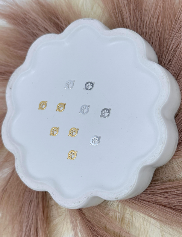 Paw Print Disc Charm: 14k Gold Filled and 925 Sterling Silver