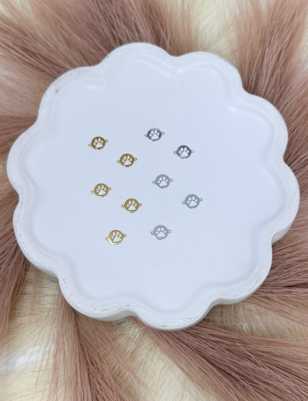 Paw Print Disc Charm: 14k Gold Filled and 925 Sterling Silver