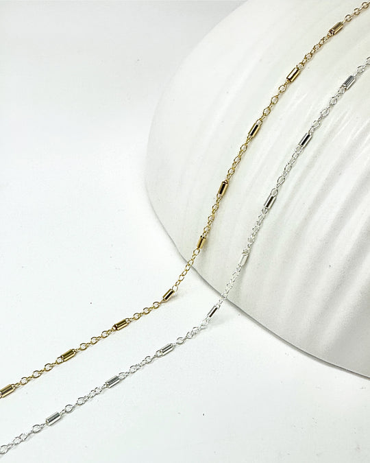 Bar Chain: 14k Gold Filled and Sterling Silver
