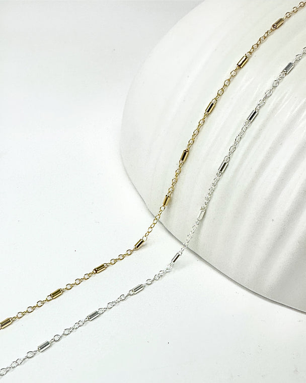 Bar Chain: 14k Gold Filled and Sterling Silver