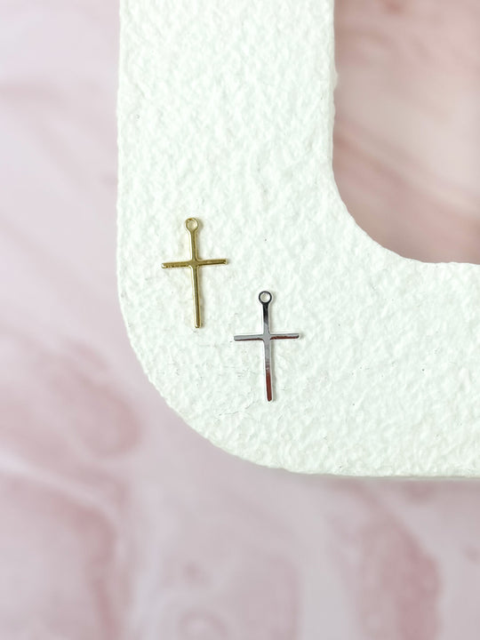 Dangle Cross Charm: 14k Gold Filled and 925 Sterling Silver