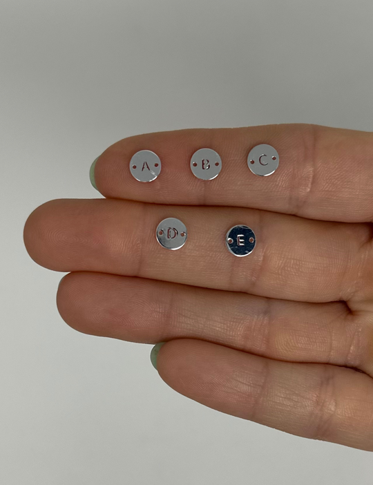 Letter Disc Charm: 925 Sterling Silver