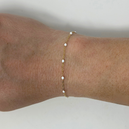 White Enamel Chain: 14k Gold Filled and 925 Sterling Silver