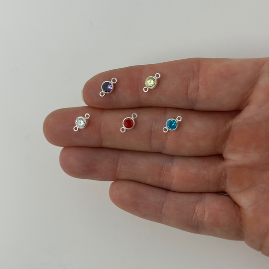 Birthstone Charm: 925 Sterling Silver