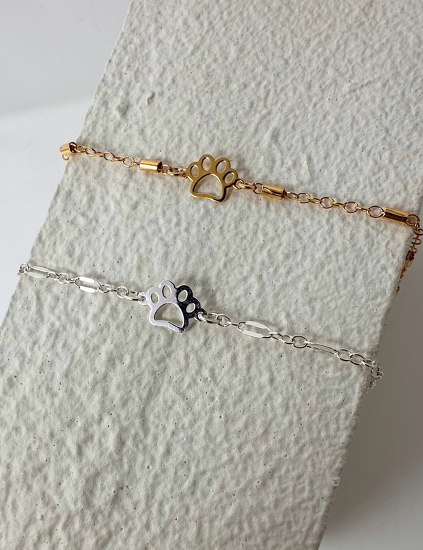 Paw Print Charm: 14k Gold Filled and 925 Sterling Silver