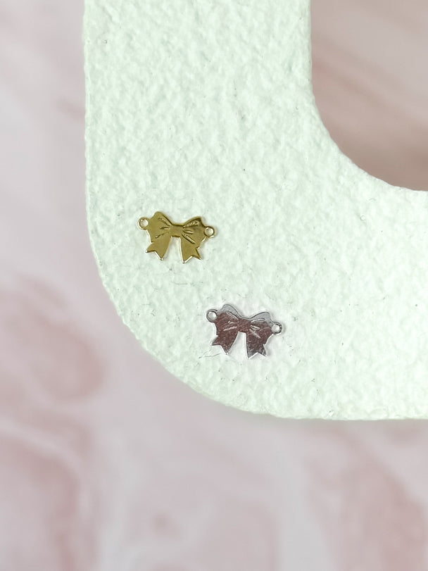 Dainty Bow Gold Connector Charm: 14k Gold Filled or 925 Sterling Silver